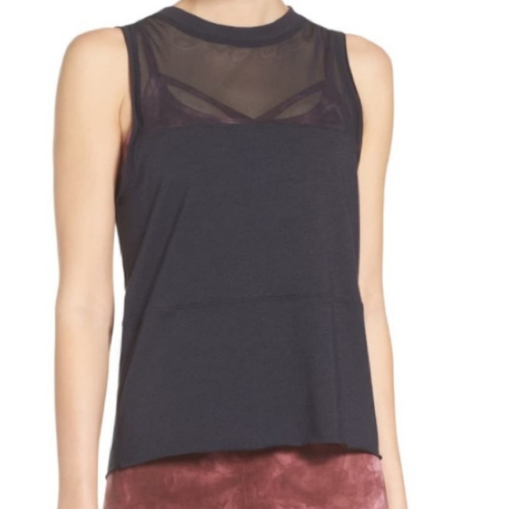 Free People Home Run Golden Muscle Mesh Work Out Tee Tank Sz M New with tags